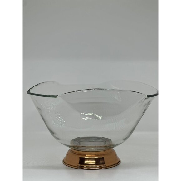 VTG Princess House Glass Salad Punch Bowl with Copper Base - Picture 1 of 4